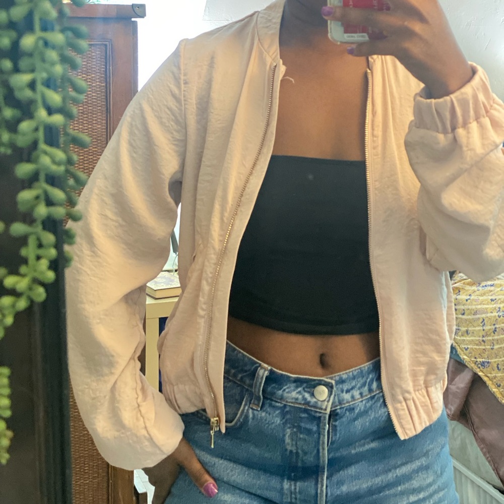 H&M Pink Satin Bomber Jacket
